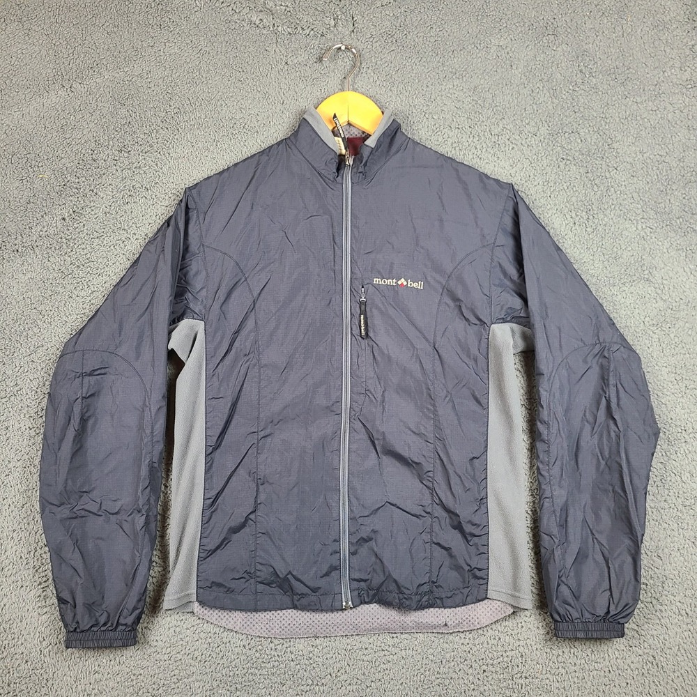 Montbell Climalight Jacket Mens Medium Gray Fleece Lined Full Zip Hiking